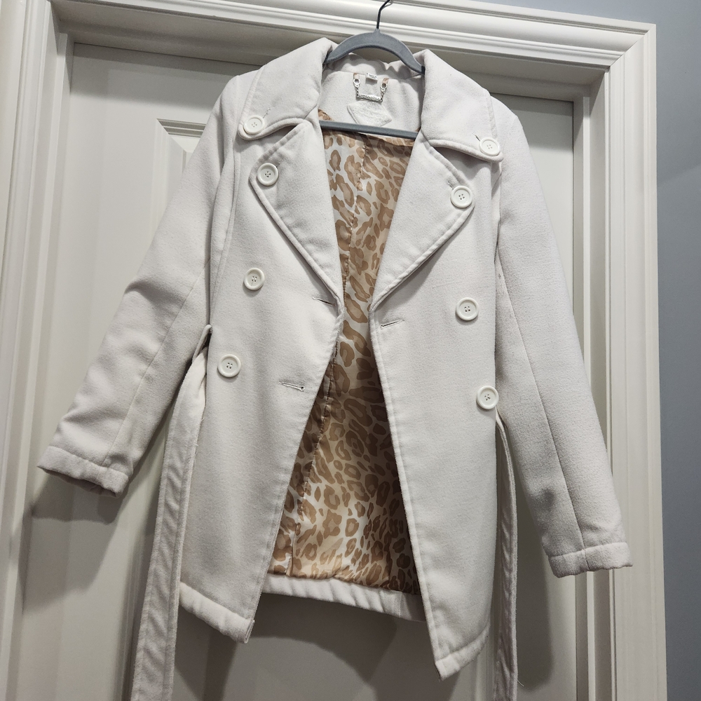 Jou Jou Women's Cream Double-Breasted Trench Coat